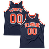 Custom Navy Orange-White Authentic Throwback Basketball Jersey