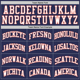 Custom Navy White-Orange Authentic Throwback Basketball Jersey