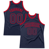 Custom Navy Navy-Red Authentic Throwback Basketball Jersey