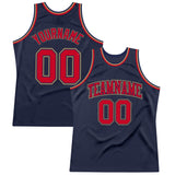 Custom Navy Red-Old Gold Authentic Throwback Basketball Jersey