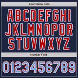 Custom Navy Light Blue-Red Authentic Baseball Jersey