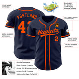 Custom Navy Orange-Navy Authentic Baseball Jersey