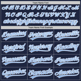 Custom Navy Light Blue-White Authentic Baseball Jersey