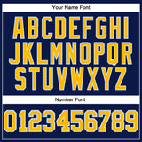 Custom Navy Gold-Light Blue Authentic Throwback Basketball Jersey