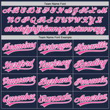 Custom Navy White Pinstripe Pink Authentic Baseball Jersey