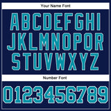 Custom Navy White Pinstripe Teal Authentic Basketball Jersey