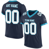 Custom Navy White-Panther Blue Mesh Authentic Football Jersey
