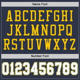 Custom Navy White Light Blue-Yellow Mesh Authentic Football Jersey