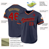 Custom Navy Red-Old Gold Authentic Throwback Baseball Jersey
