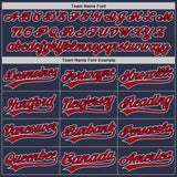 Custom Navy Red-White Authentic Throwback Baseball Jersey