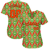 Custom Neon Green Orange-Black 3D Pattern Design Authentic Baseball Jersey
