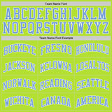 Custom Neon Green Light Blue-White Authentic Throwback Basketball Jersey