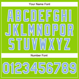 Custom Neon Green Light Blue-White Authentic Baseball Jersey