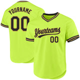 Custom Neon Green Black-Old Gold Authentic Throwback Baseball Jersey
