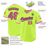 Custom Neon Green Pink-Navy Authentic Throwback Baseball Jersey