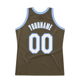 Custom Olive White-Light Blue Authentic Throwback Salute To Service Basketball Jersey