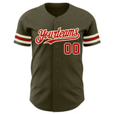 Custom Olive Red-Cream Authentic Salute To Service Baseball Jersey