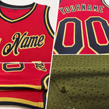Custom Olive Black-Old Gold Authentic Throwback Salute To Service Basketball Jersey