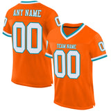 Custom Orange White-Teal Mesh Authentic Throwback Football Jersey