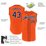 Custom Orange Navy-White Authentic Sleeveless Baseball Jersey