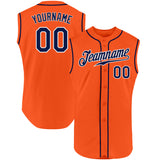 Custom Orange Navy-White Authentic Sleeveless Baseball Jersey