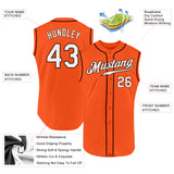 Custom Orange White-Brown Authentic Sleeveless Baseball Jersey
