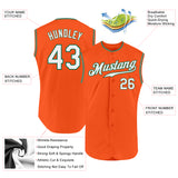 Custom Orange White-Kelly Green Authentic Sleeveless Baseball Jersey