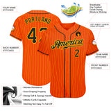 Custom Orange Gold Pinstripe Black-Gold Authentic Baseball Jersey