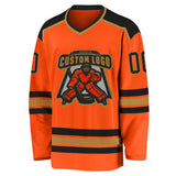 Custom Orange Black-Old Gold Hockey Jersey