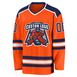Custom Orange Navy-White Hockey Jersey