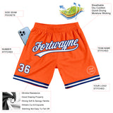 Custom Orange White-Royal Authentic Throwback Basketball Shorts