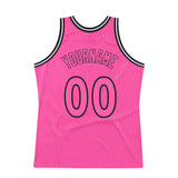 Custom Pink Pink-Black Authentic Throwback Basketball Jersey