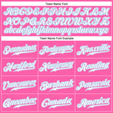 Custom Pink White-Light Blue Authentic Baseball Jersey