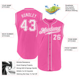 Custom Pink White Authentic Sleeveless Baseball Jersey