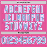 Custom Pink Light Blue-White Performance T-Shirt