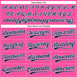 Custom Pink White Pinstripe Navy Authentic Baseball Jersey