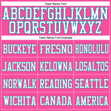 Custom Pink White-Teal Mesh Authentic Football Jersey