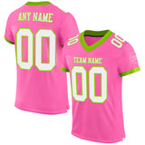 Custom Pink White-Neon Green Mesh Authentic Football Jersey