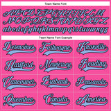 Custom Pink Light Blue-Black Hockey Lace Neck Jersey