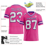 Custom Pink White-Purple Authentic Football Jersey