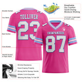 Custom Pink White-Light Blue Authentic Football Jersey