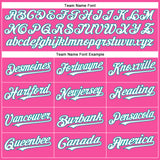 Custom Pink White-Teal Authentic Baseball Jersey