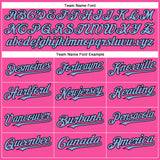 Custom Pink Light Blue-Black Authentic Baseball Jersey