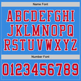 Custom Powder Blue Red-White Mesh Authentic Throwback Football Jersey