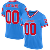 Custom Powder Blue Red-White Mesh Authentic Throwback Football Jersey