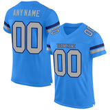 Custom Powder Blue Gray-Navy Mesh Authentic Football Jersey