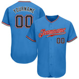 Custom Powder Blue Black-Red Authentic Baseball Jersey