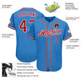 Custom Powder Blue Red-White Authentic Baseball Jersey