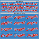 Custom Powder Blue Red-White Authentic Baseball Jersey