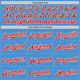 Custom Powder Blue White Pinstripe Red-White Authentic Baseball Jersey